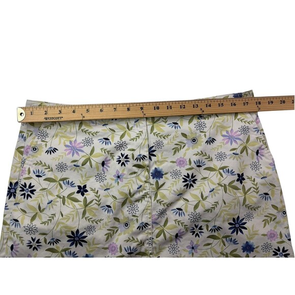 J Jill Skirt Live-In Chino Size 12 Short Floral Pink Yellow Blue Cotton/Spandex - Picture 7 of 16